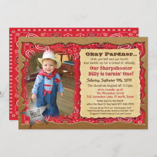ANY AGE - Photo Cowboy Birthday Invitation