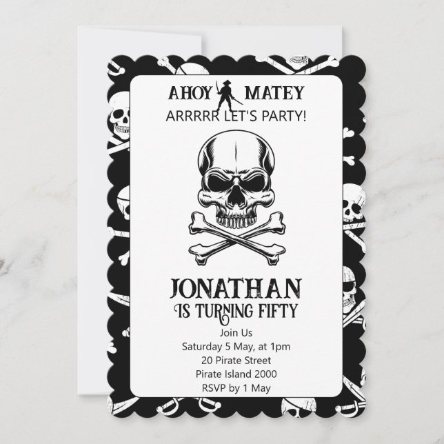 Any Age Pirate Themed Birthday Invitation (Front)