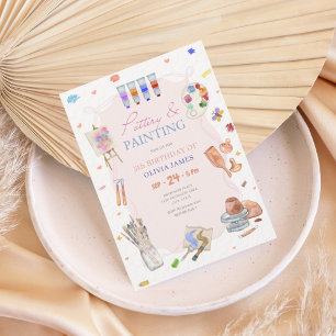 Any age pottery painting birthday party invitation