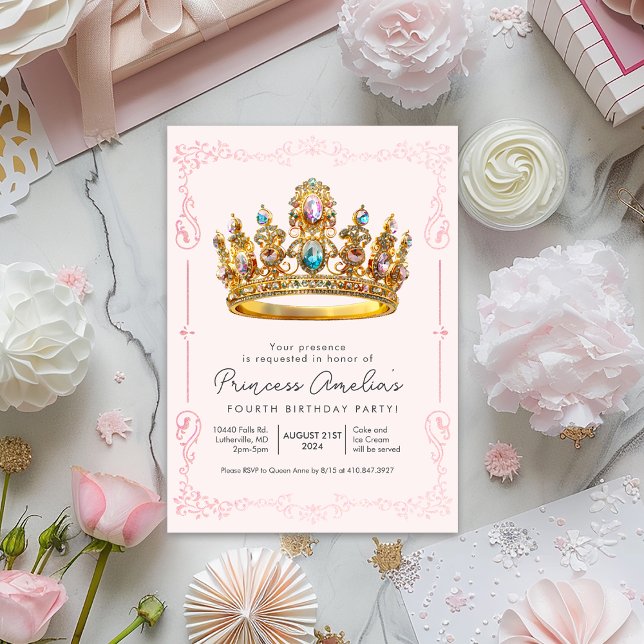 ANY AGE - Princess Crown Fairytale Birthday Invitation (Creator Uploaded)