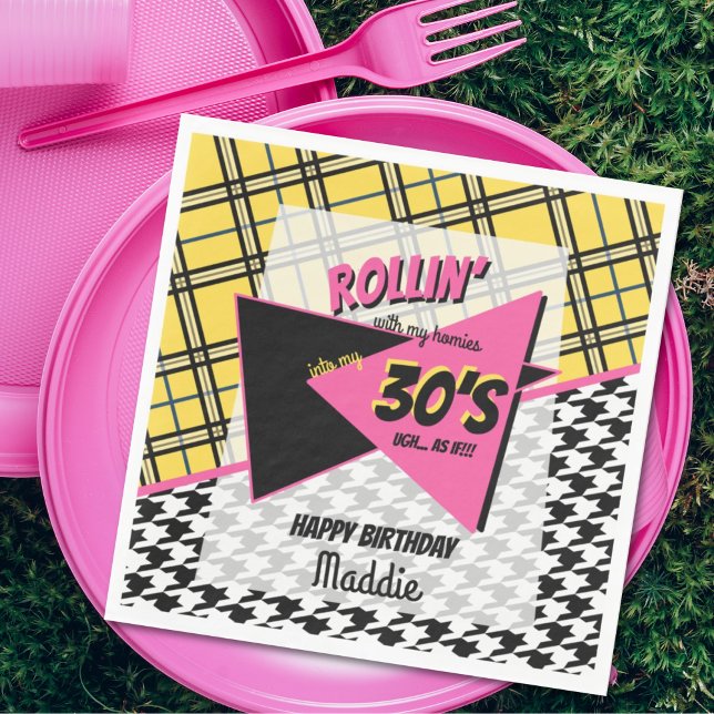 ANY AGE retro 90s plaid & houndstooth party Napkin (Creator Uploaded)