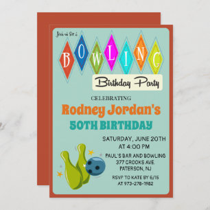 ANY AGE - Retro Bowling Birthday Invitation