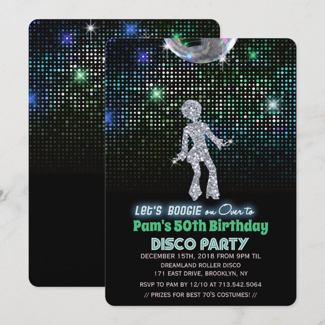 ANY AGE - Retro Disco Birthday Party  Invitation (Front/Back)