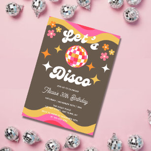Any Age Retro Groovy 70s Let's Disco Birthday Invitation