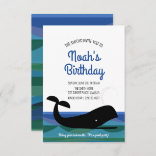 any age retro OCEAN WHALE birthday party Invitation
