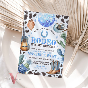 ANY AGE RODEO Cowboy Blue Black Birthday Invitation