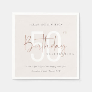 ANY AGE ROSE GOLD BLUSH PINK TYPOGRAPHY BIRTHDAY NAPKIN