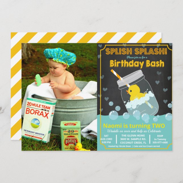 ANY AGE - Rubber Duck Birthday Invitation (Front/Back)