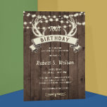 ANY AGE Rustic Antlers Banner Male’s Birthday Invitation<br><div class="desc">Rustic country-style deer antlers banner with strings of light across the top birthday celebration invitation for him.</div>