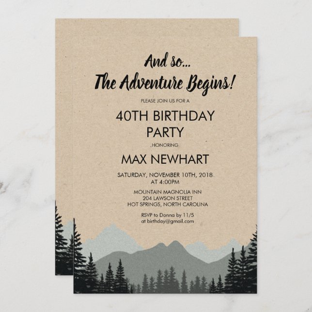 ANY AGE - Rustic Birthday Party Invitation (Front/Back)