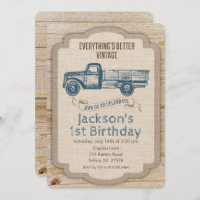 ANY AGE - Rustic Truck Boy Birthday Invitation