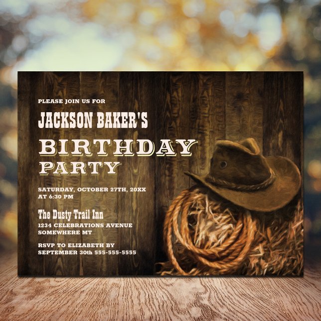 Any Age Rustic Wood Western Birthday Party Invitation (Creator Uploaded)