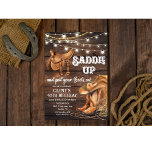 ANY AGE - Saddle Up Western Invitation<br><div class="desc">Saddle Up Cowboy Boots Hay Western Party Wild West Country Birthday Party String Lights Wood Rustic Cheers and Beers Invitation</div>