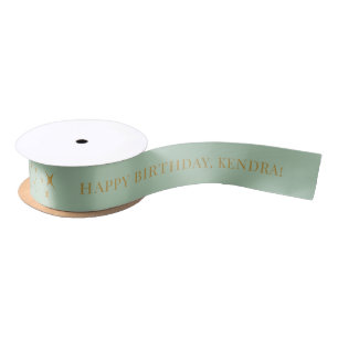 ANY AGE Sage Personalised Birthday Gift Satin Ribbon