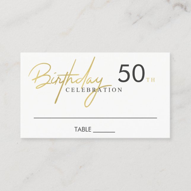 ANY AGE SIMPLE ELEGANT FAUX GOLD BIRTHDAY PLACE BUSINESS CARD (Front)
