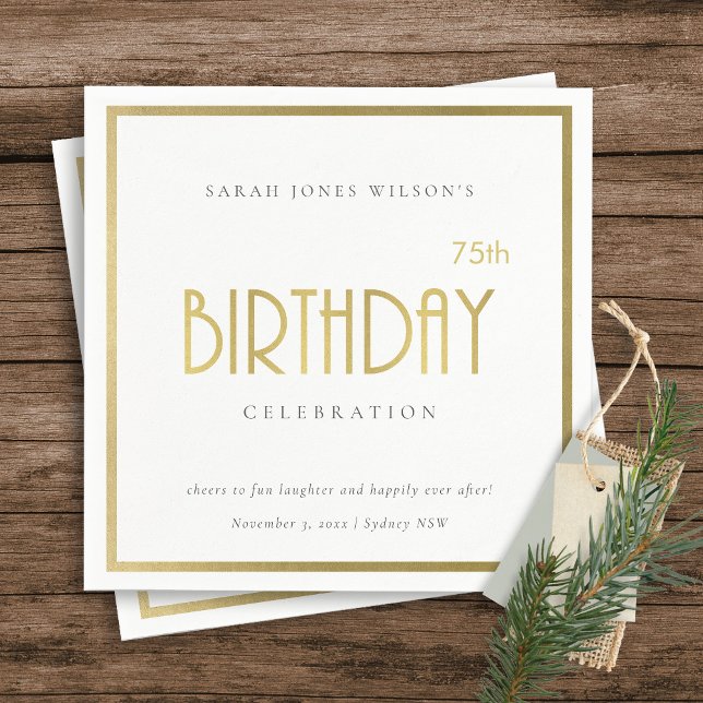 ANY AGE SIMPLE ELEGANT GOLD TYPOGRAPHY BIRTHDAY NAPKIN (Creator Uploaded)