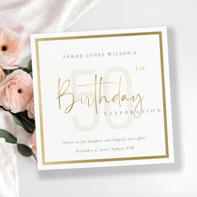 ANY AGE SIMPLE ELEGANT GOLD TYPOGRAPHY BIRTHDAY NAPKIN (Creator Uploaded)