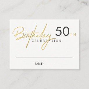 ANY AGE SIMPLE ELEGANT GOLD TYPOGRAPHY BIRTHDAY PLACE CARD