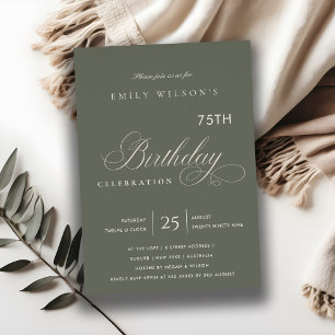 ANY AGE SIMPLE GREY GOLD TYPOGRAPHY BIRTHDAY INVITATION
