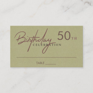 ANY AGE SIMPLE KRAFT NAVY GOLD TYPOGRAPHY BIRTHDAY PLACE CARD