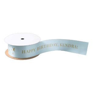 ANY AGE Soft Blue Personalised Birthday Gift Satin Ribbon