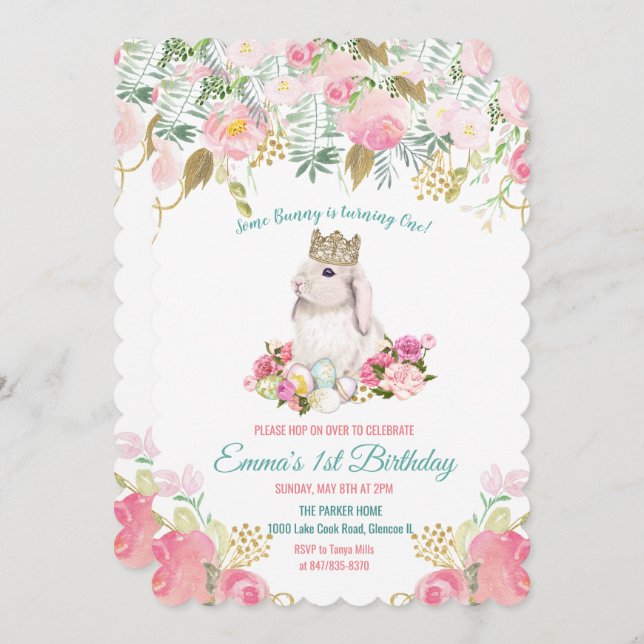 ANY AGE - Some Bunny Birthday Invitation (Front/Back)