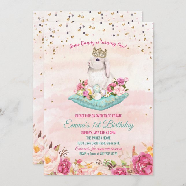 ANY AGE - Some Bunny Birthday Invitation (Front/Back)