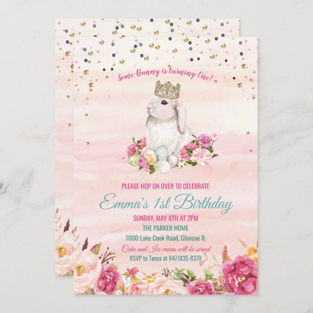 ANY AGE - Some Bunny Birthday Invitation (Front/Back)