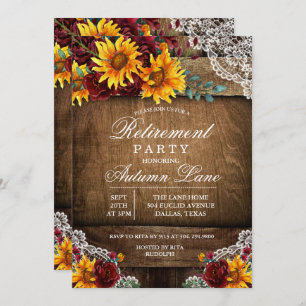 ANY AGE - Sunflower Lace Retirement Invitation