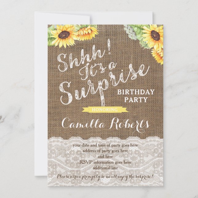 Any age surprise birthday party cards (Front)