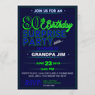 Any Age Surprise Party Invite - Shhh! Blue Green