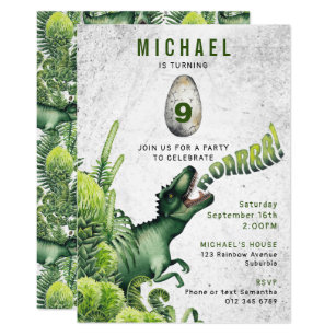 ANY AGE T-Rex Dinosaur Boy's Birthday Party Invitation