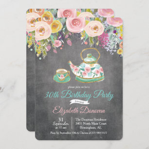 ANY AGE - Tea Party Floral Birthday Invitation