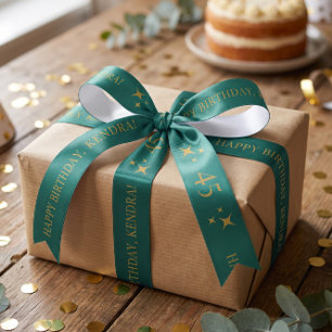 ANY AGE Teal Personalised Birthday Gift Satin Ribbon