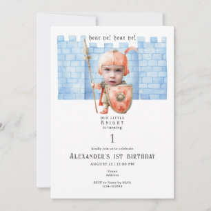 Any Age Toddlers Mediaeval Knight Photo Birthday Invitation