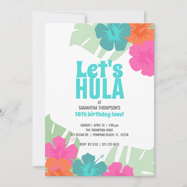 ANY AGE tropical BIRTHDAY PARTY sherbert luau Invitation (Front)