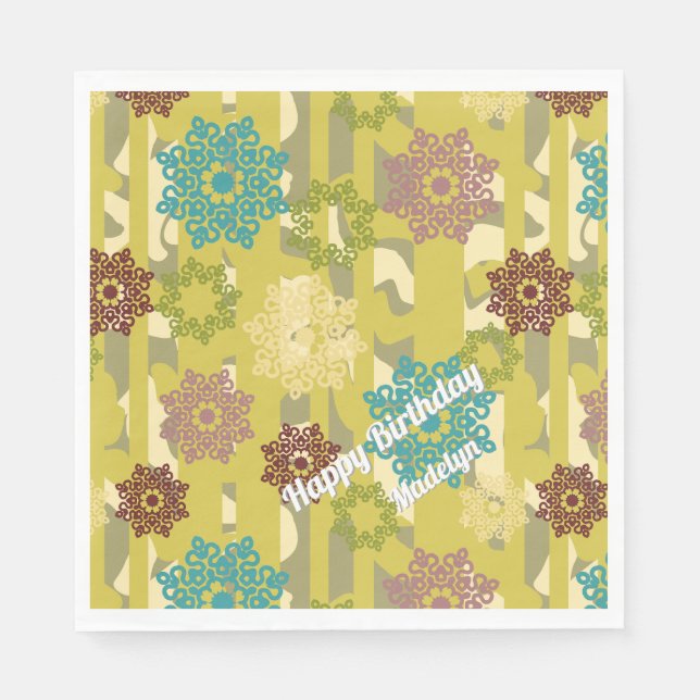 Any Age Urban Floral Birthday Napkin (Front)