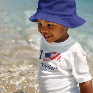 Any Age USA Flag Birthday Baby T-Shirt
