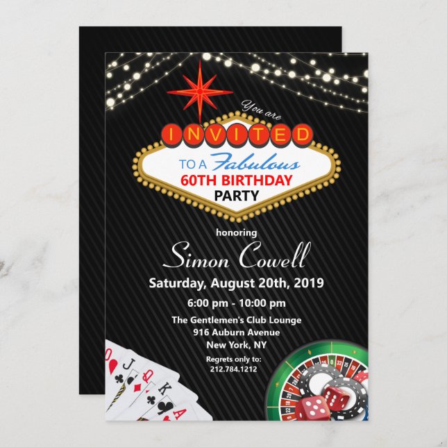 ANY AGE - Vegas Casino Birthday Invitation (Front/Back)