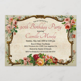 ANY AGE - Victorian Floral Birthday Invitation