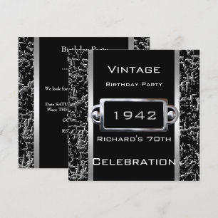 Any Age Vintage 70th Black Metal Image Look Party Invitation
