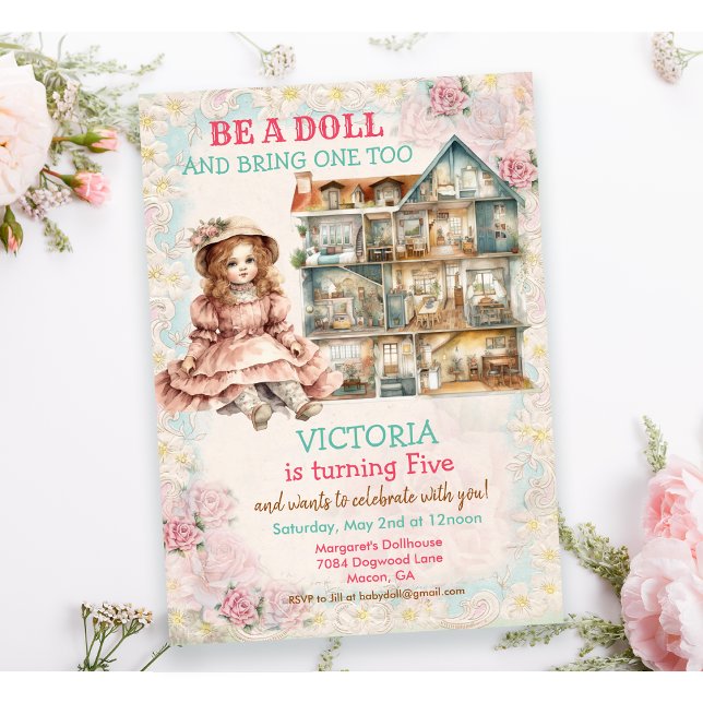 ANY AGE - Vintage Baby Doll Birthday Invitation (Creator Uploaded)