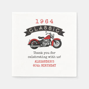 Any Age Vintage Classic Motorcycle Biker Birthday Napkin