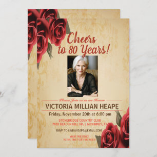 ANY AGE - Vintage Rose Birthday Invitation