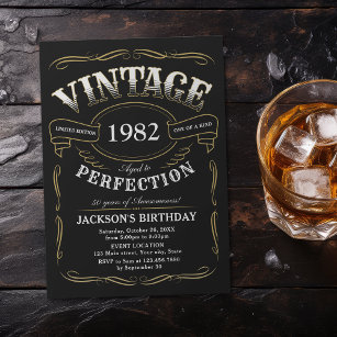 Any Age Vintage Whiskey Themed Birthday Invitation