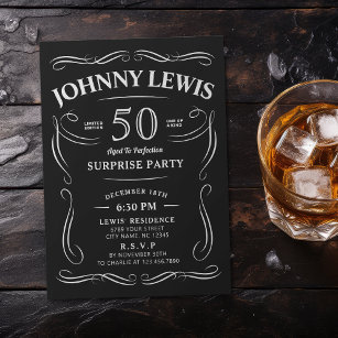 Any Age Whiskey themed surprise 50th birthday Invitation