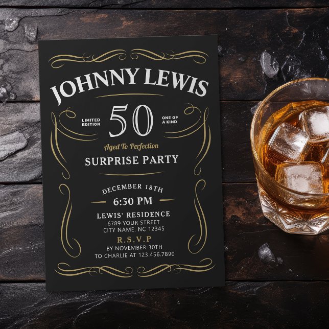 Any age whiskey themed surprise 50th birthday invitation (Any age whiskey themed surprise 50th birthday invitation)