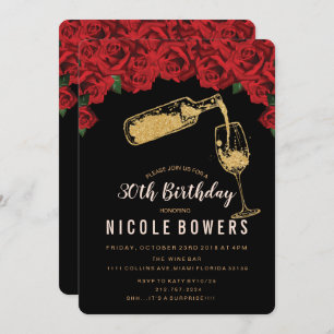 ANY AGE - Wine Glass Glitter Birthday Invitation