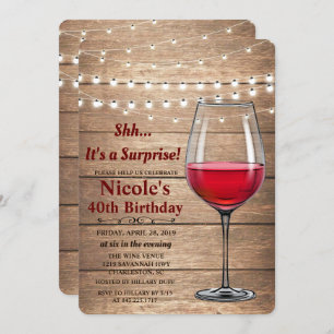 ANY AGE - Wine String Lights Birthday Invitation