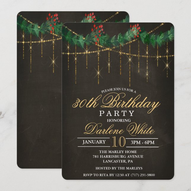 ANY AGE - Winter Holiday Birthday Invitation (Front/Back)